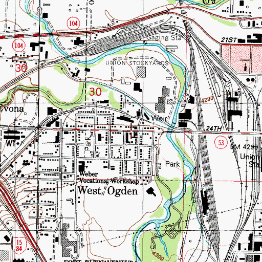 Topographic Map of West Ogden, UT