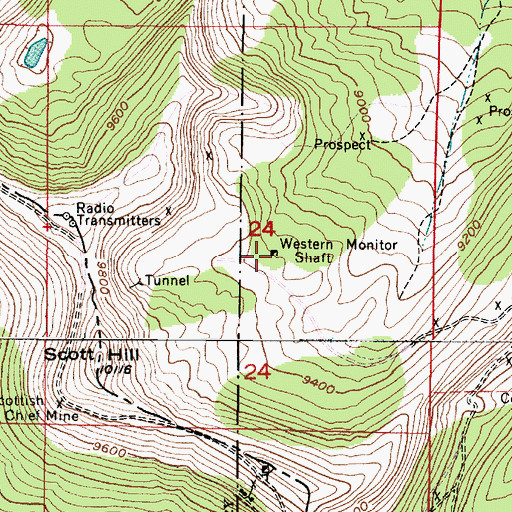 Topographic Map of Western Monitor Shaft, UT
