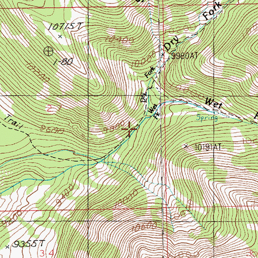 Topographic Map of Wet Fork Mill Creek, UT