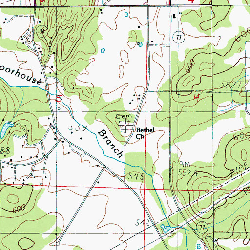 Topographic Map of Bethel, AL