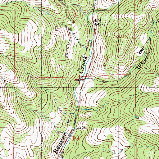 Topographic Map of Wheeler Creek, UT
