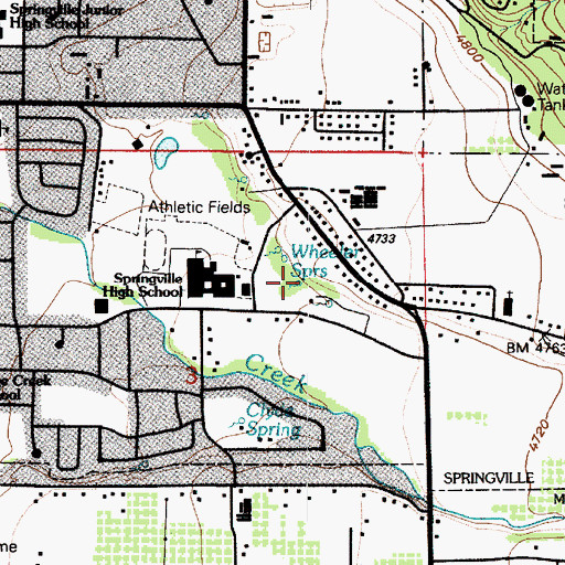 Topographic Map of Wheeler Springs, UT