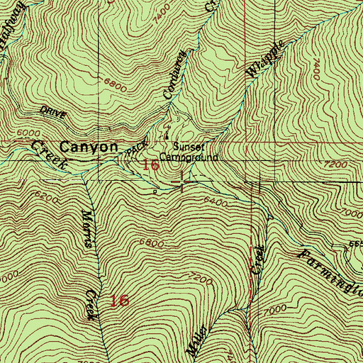 Topographic Map of Whipple Creek, UT