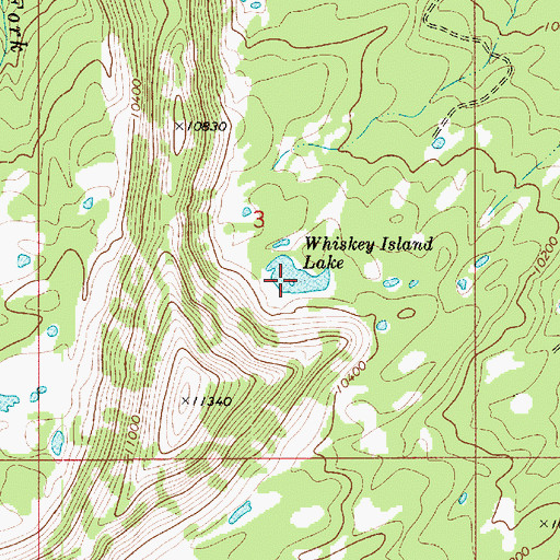 Topographic Map of Whiskey Island Lake, UT
