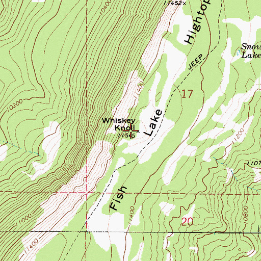 Topographic Map of Whiskey Knoll, UT