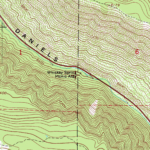 Topographic Map of Whiskey Spring Picnic Area, UT