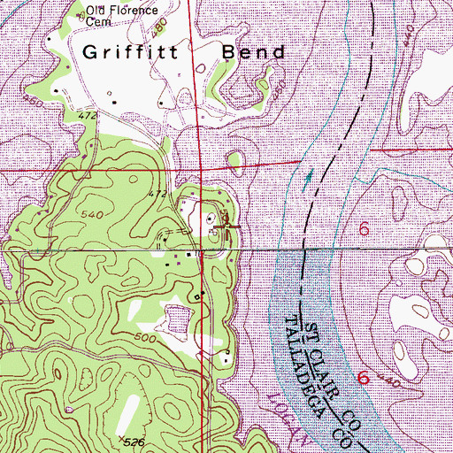 Topographic Map of Bethlehem Baptist Church, AL