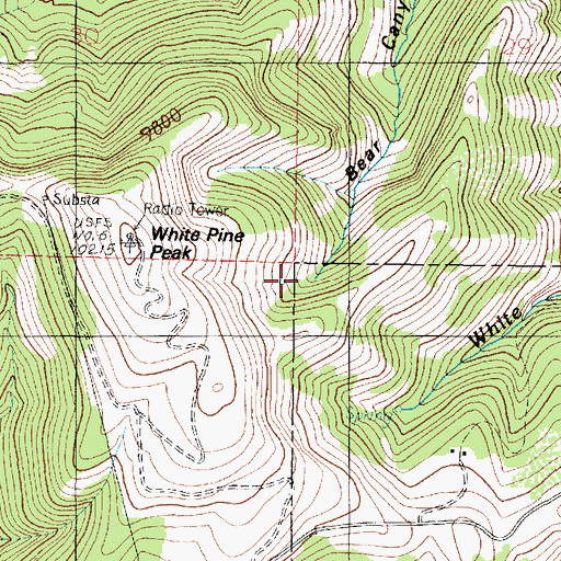 Topographic Map of White Pine Peak, UT