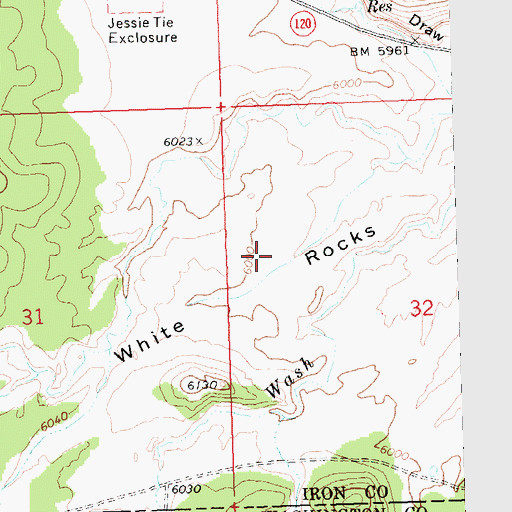Topographic Map of White Rocks, UT