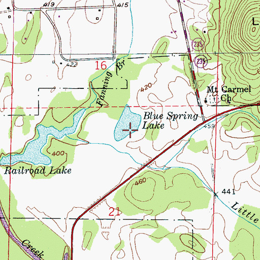 Topographic Map of Blue Spring, AL