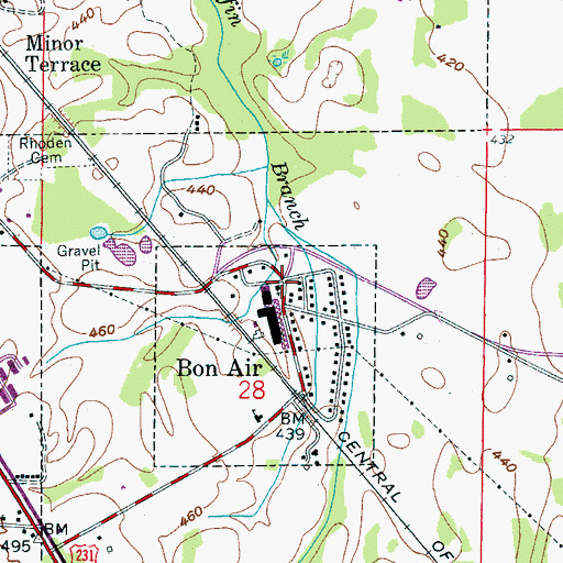Topographic Map of Bon Air Baptist Church, AL