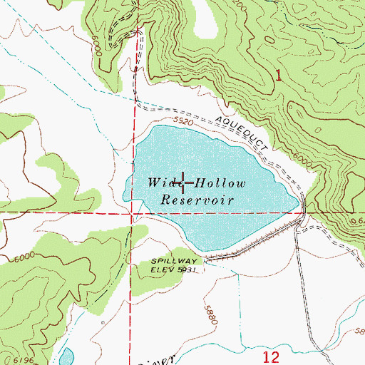 Topographic Map of Wide Hollow Reservoir, UT