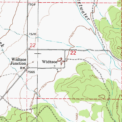Topographic Map of Widtsoe, UT
