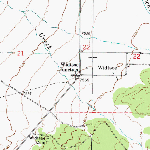 Topographic Map of Widtsoe Junction, UT