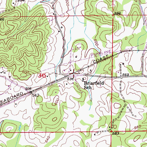 Topographic Map of Briarfield, AL