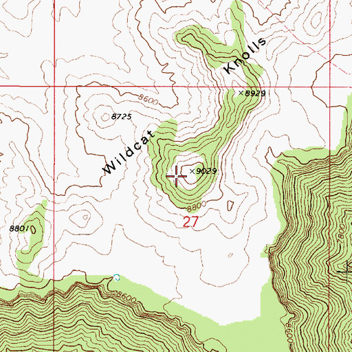 Topographic Map of Wildcat Knolls, UT