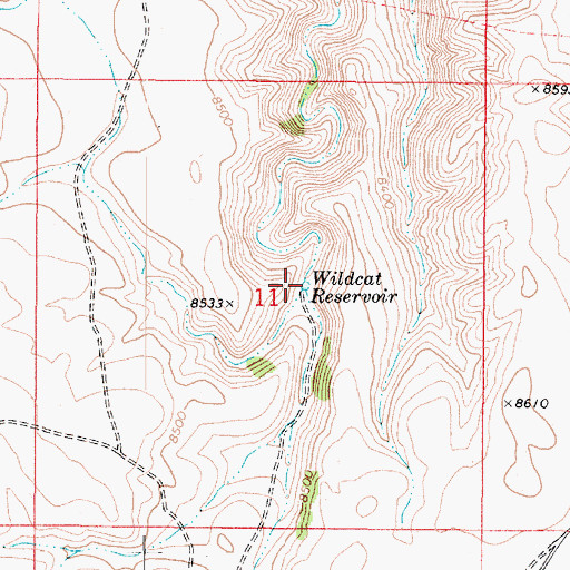 Topographic Map of Wildcat Reservoir, UT