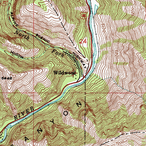 Topographic Map of Wildwood, UT