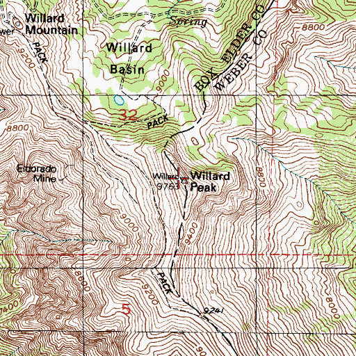 Topographic Map of Willard Peak, UT