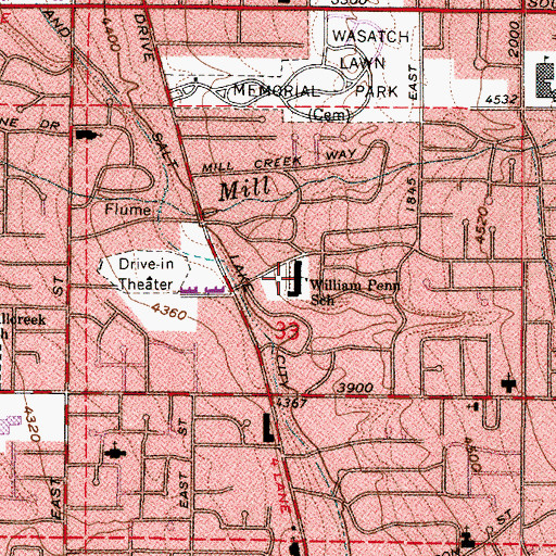 Topographic Map of William Penn Elementary School, UT