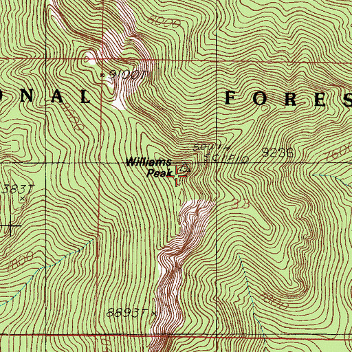 Topographic Map of Williams Peak, UT