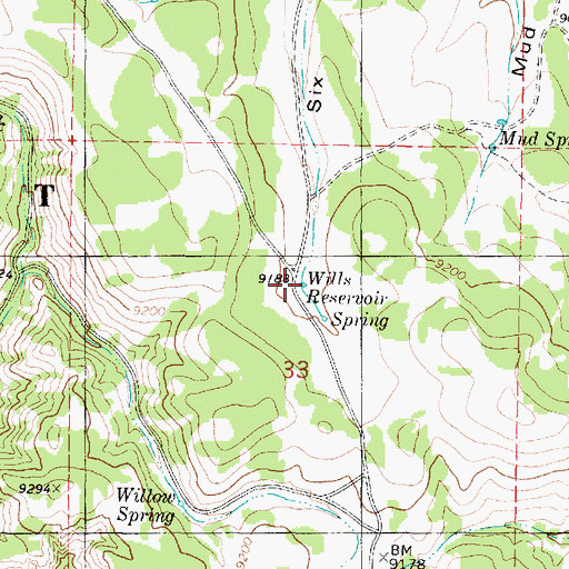 Topographic Map of Willis Reservoir, UT