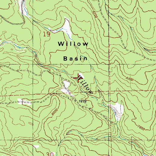 Topographic Map of Willow Basin, UT