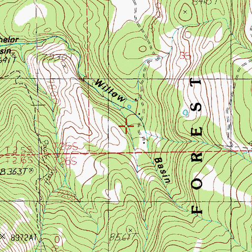 Topographic Map of Willow Basin, UT