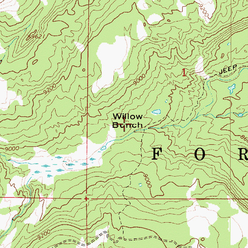 Topographic Map of Willow Bunch, UT