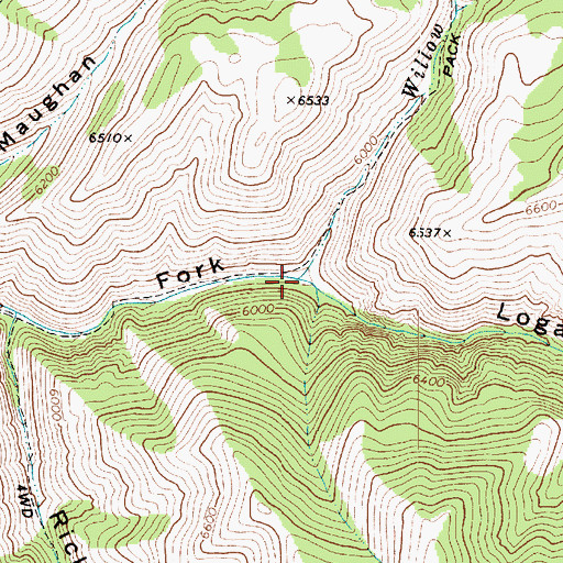 Topographic Map of Willow Creek, UT