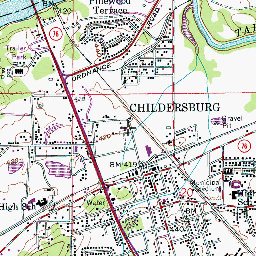 Topographic Map of Calvary Baptist Church, AL