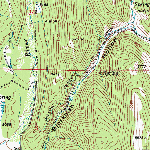Topographic Map of Willow Creek Ditch, UT