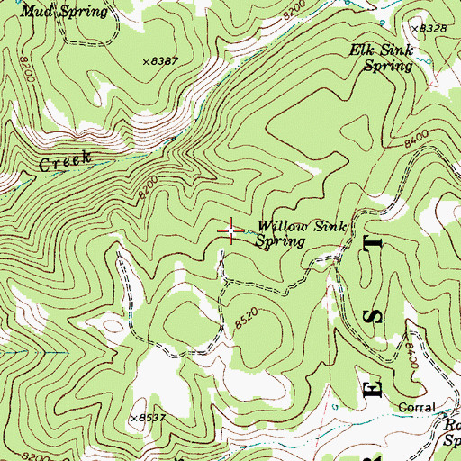 Topographic Map of Willow Sink Spring, UT