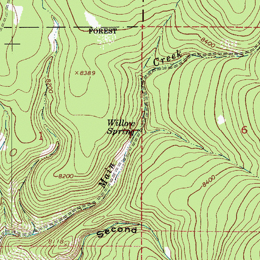 Topographic Map of Willow Spring, UT