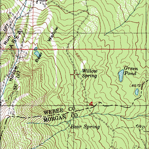 Topographic Map of Willow Spring, UT