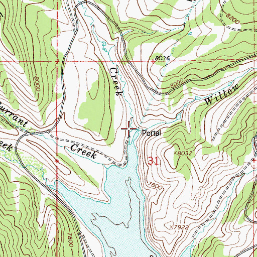 Topographic Map of Willow Spring Creek, UT