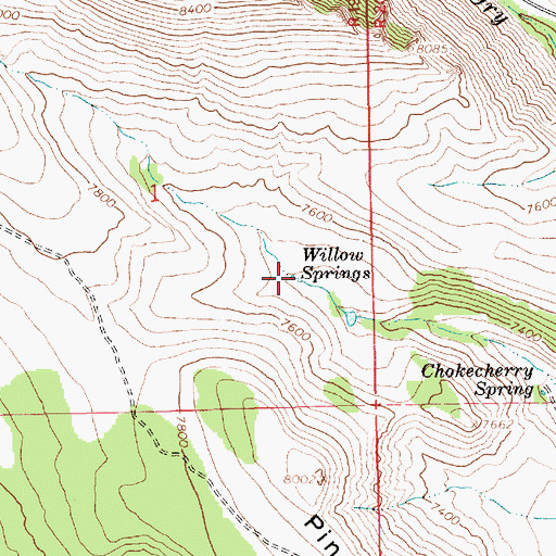 Topographic Map of Willow Springs, UT