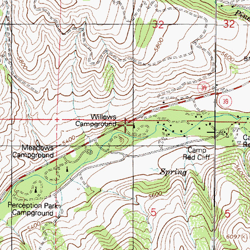 Topographic Map of Willows Park Picnic Ground, UT