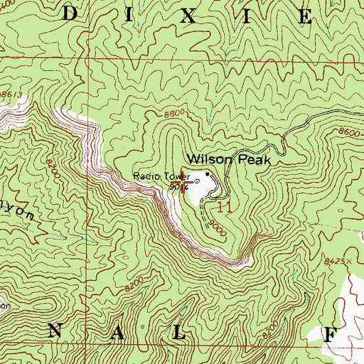 Topographic Map of Wilson Peak, UT