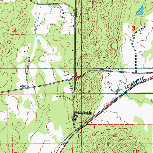Topographic Map of Campbells Crossroads, AL