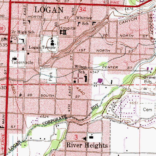 Topographic Map of Wilson Elementary School, UT