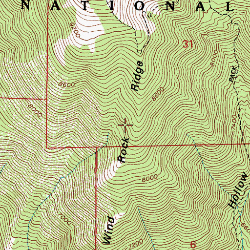 Topographic Map of Wind Rock Ridge, UT