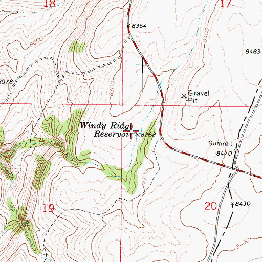 Topographic Map of Windy Ridge Reservoir, UT