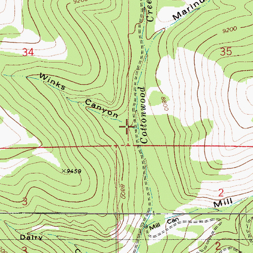 Topographic Map of Winks Canyon, UT