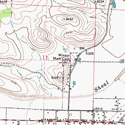 Topographic Map of Winsor Memorial Cemetery, UT