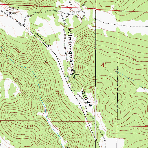 Topographic Map of Winterquarters Ridge, UT