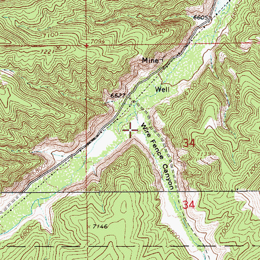 Topographic Map of Wire Fence Canyon, UT