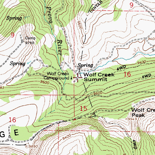 Topographic Map of Wolf Creek Summit, UT