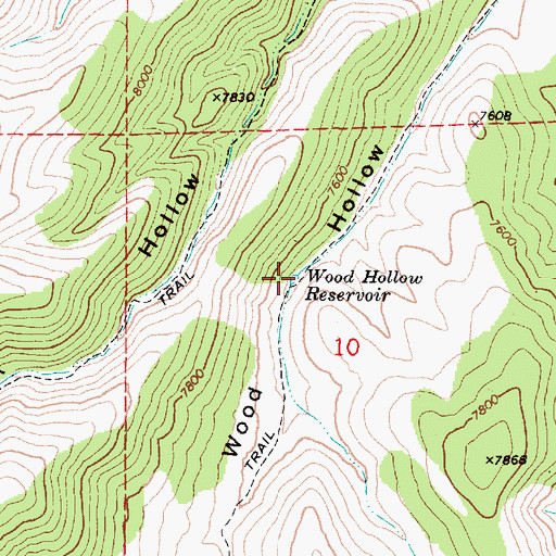 Topographic Map of Wood Hollow Reservoir, UT