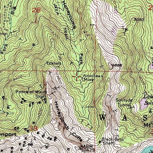 Topographic Map of Woodlawn Mine, UT